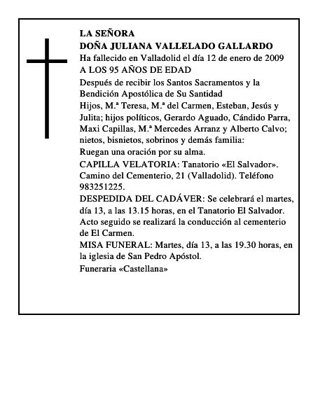 DOÑA JULIANA VALLELADO GALLARDO