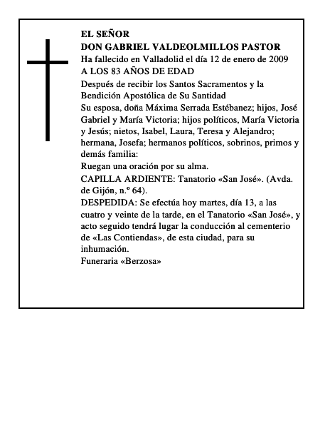 DON GABRIEL VALDEOLMILLOS PASTOR