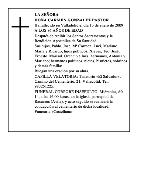 DOÑA CARMEN GONZÁLEZ PASTOR