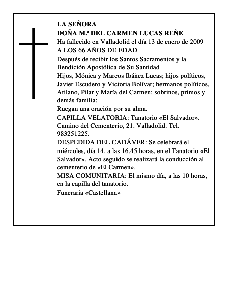 DOÑA M.ª DEL CARMEN LUCAS REÑE