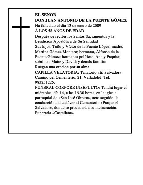 DON JUAN ANTONIO DE LA PUENTE GÓMEZ