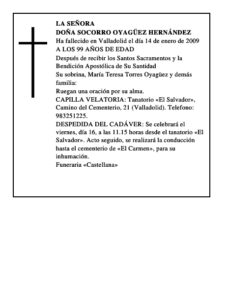 DOÑA SOCORRO OYAGÜEZ HERNÁNDEZ