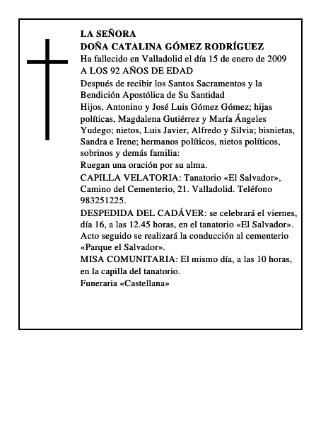 DOÑA CATALINA GÓMEZ RODRÍGUEZ