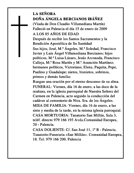 DOÑA ÁNGELA BERCIANOS IBÁÑEZ