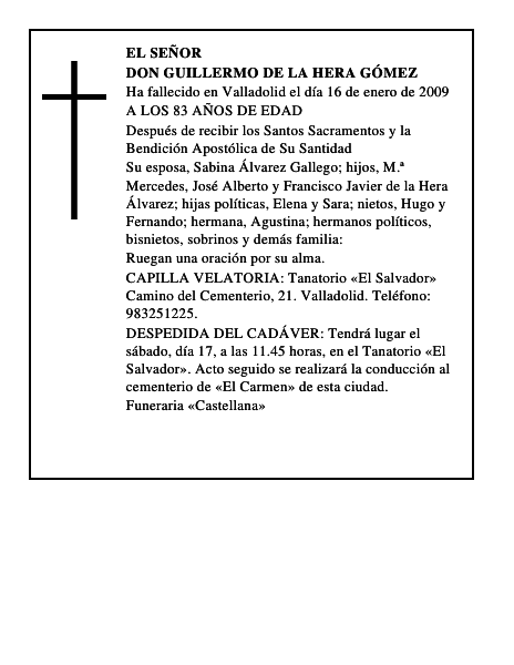 DON GUILLERMO DE LA HERA GÓMEZ