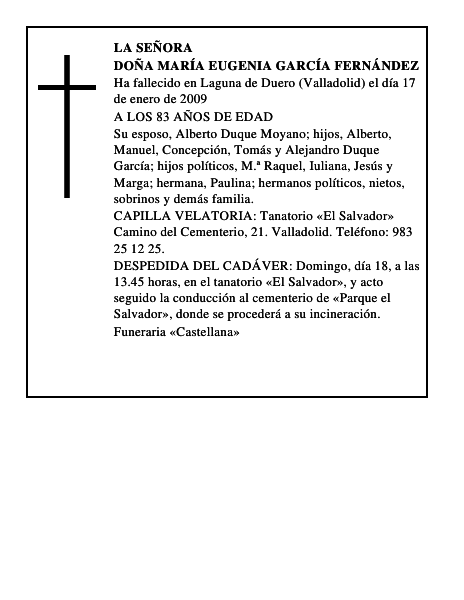 DOÑA MARÍA EUGENIA GARCÍA FERNÁNDEZ