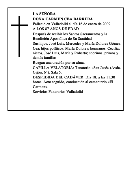 DOÑA CARMEN CEA BARRERA