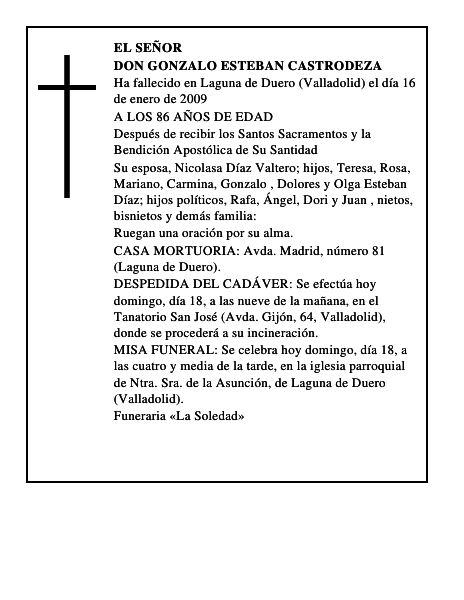 DON GONZALO ESTEBAN CASTRODEZA