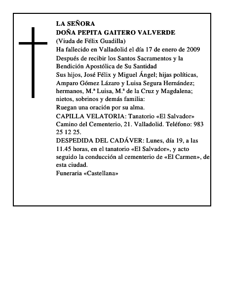 DOÑA PEPITA GAITERO VALVERDE
