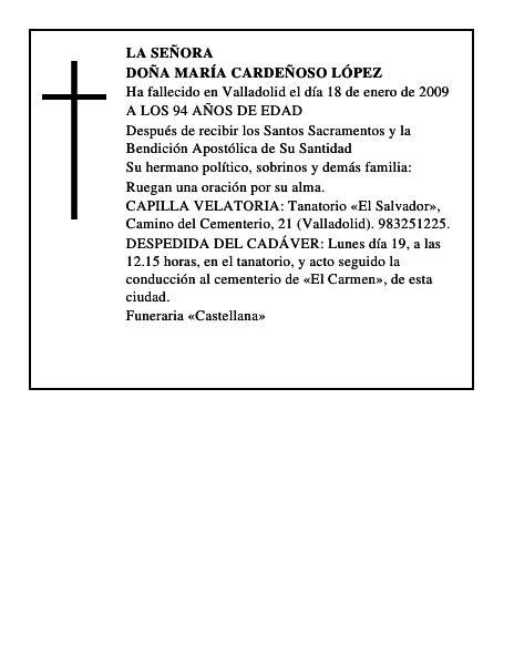 DOÑA MARÍA CARDEÑOSO LÓPEZ