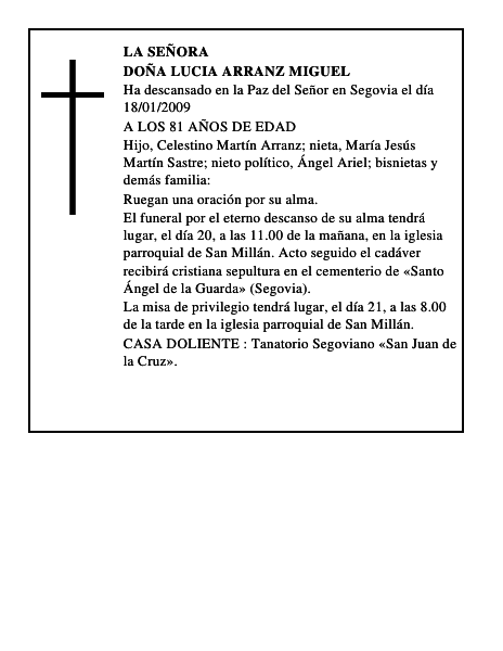 DOÑA LUCIA ARRANZ MIGUEL