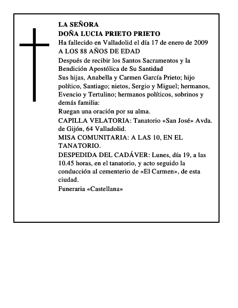 DOÑA LUCIA PRIETO PRIETO