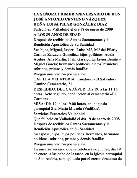 DOÑA LUISA PILAR GONZÁLEZ DIAZ