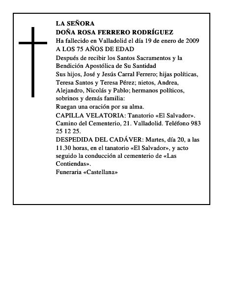 DOÑA ROSA FERRERO RODRÍGUEZ