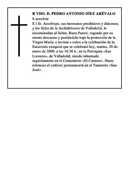 R vdo. D. PEDRO ANTONIO DÍEZ ARÉVALO