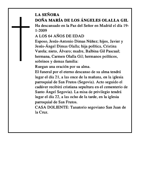 DOÑA MARÍA DE LOS ÁNGELES OLALLA GIL