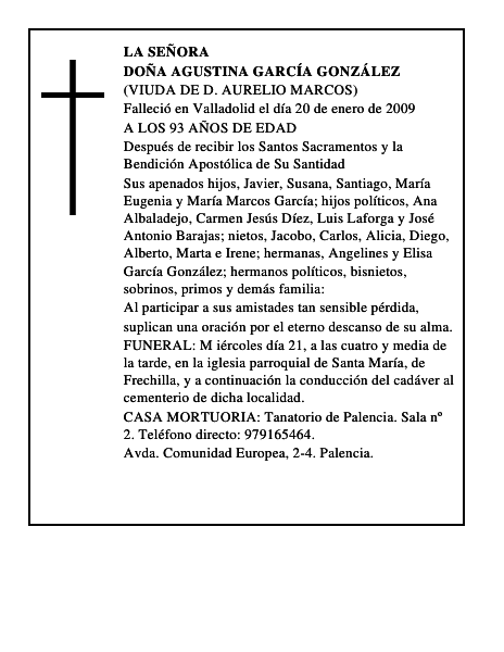 DOÑA AGUSTINA GARCÍA GONZÁLEZ