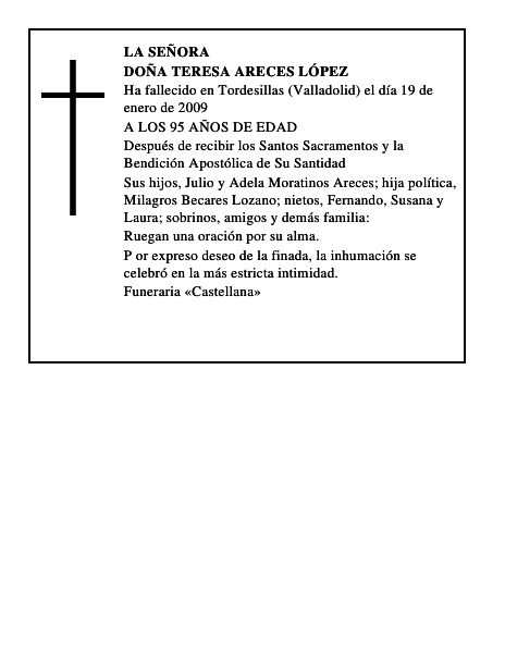 DOÑA TERESA ARECES LÓPEZ