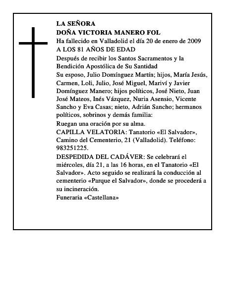 DOÑA VICTORIA MANERO FOL