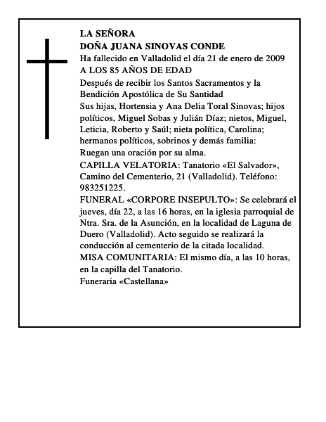DOÑA JUANA SINOVAS CONDE