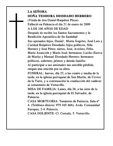 DOÑA TEODORA DIOSDADO HERRERO