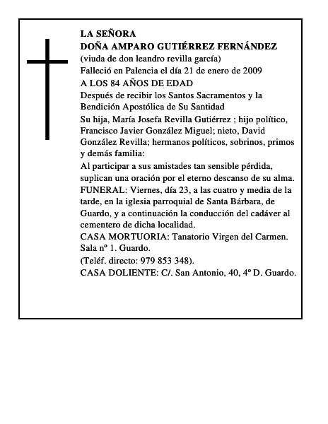 DOÑA AMPARO GUTIÉRREZ FERNÁNDEZ
