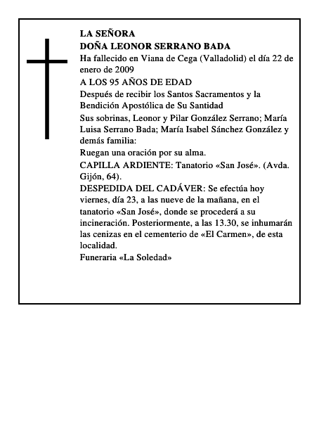DOÑA LEONOR SERRANO BADA