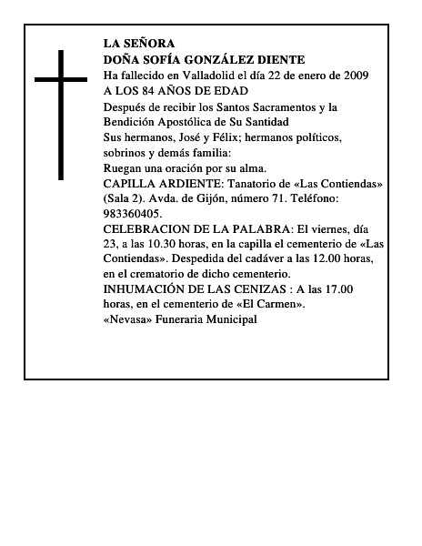 DOÑA SOFÍA GONZÁLEZ DIENTE