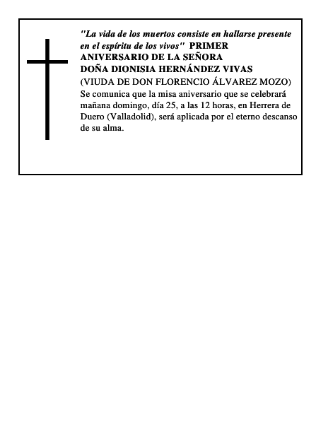 DOÑA DIONISIA HERNÁNDEZ VIVAS