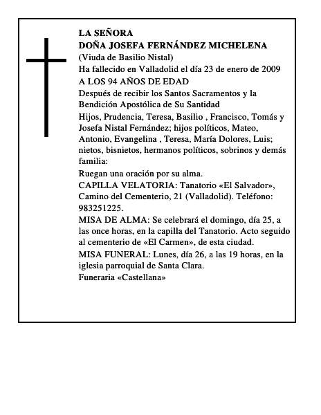 DOÑA JOSEFA FERNÁNDEZ MICHELENA