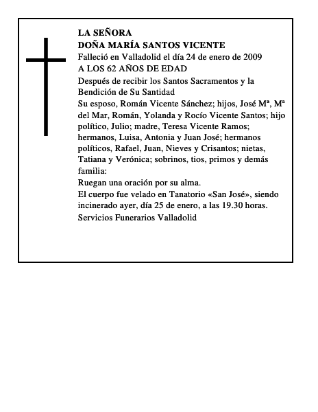 DOÑA MARÍA SANTOS VICENTE