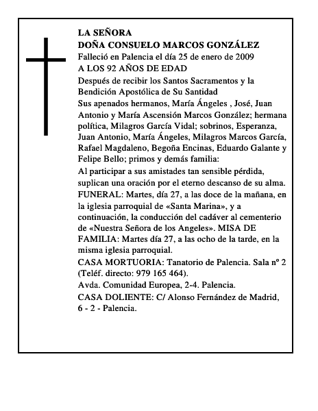 DOÑA CONSUELO MARCOS GONZÁLEZ