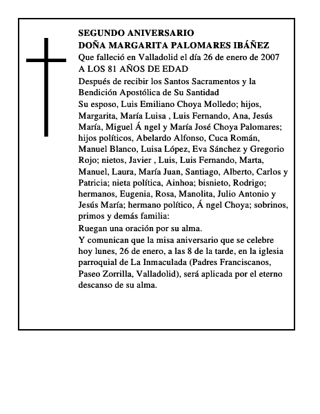 DOÑA MARGARITA PALOMARES IBÁÑEZ