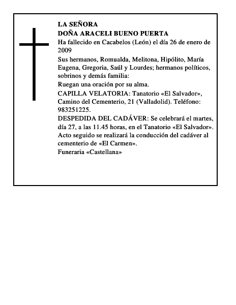 DOÑA ARACELI BUENO PUERTA
