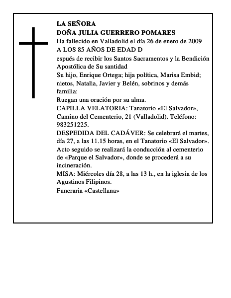 DOÑA JULIA GUERRERO POMARES