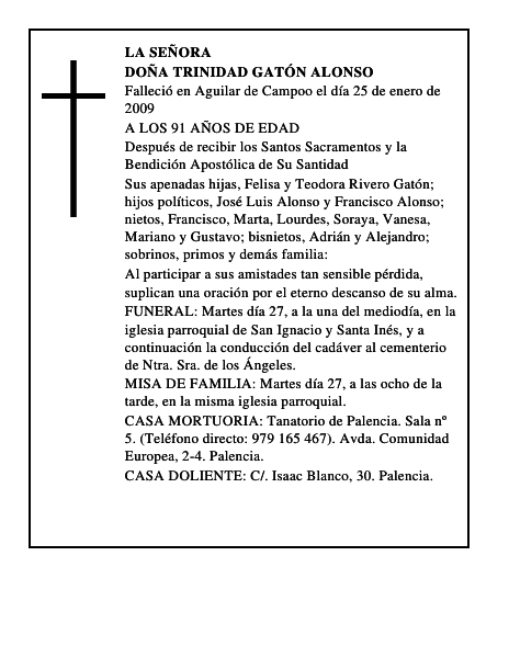DOÑA TRINIDAD GATÓN ALONSO