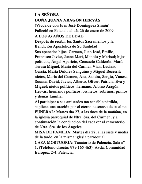 DOÑA JUANA ARAGÓN HERVÁS