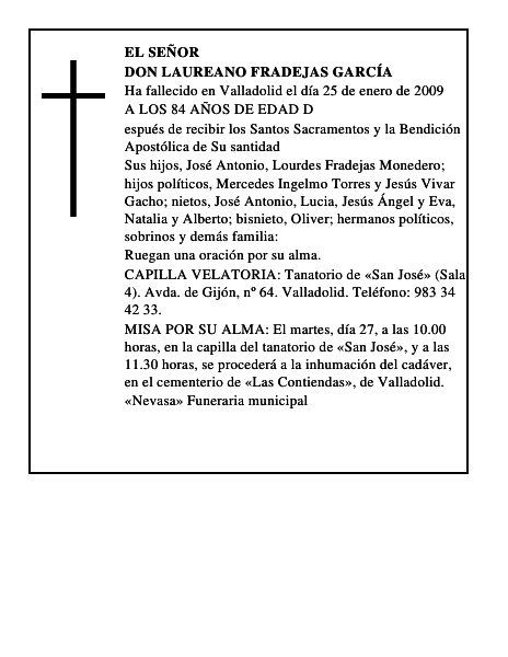 DON LAUREANO FRADEJAS GARCÍA