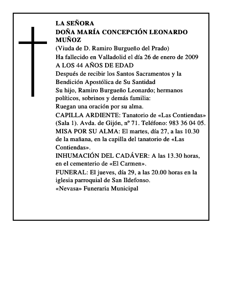 DOÑA MARÍA CONCEPCIÓN LEONARDO MUÑOZ
