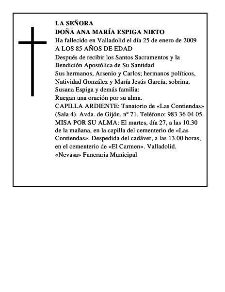 DOÑA ANA MARÍA ESPIGA NIETO