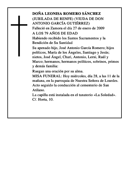 DOÑA LEONISA ROMERO SÁNCHEZ