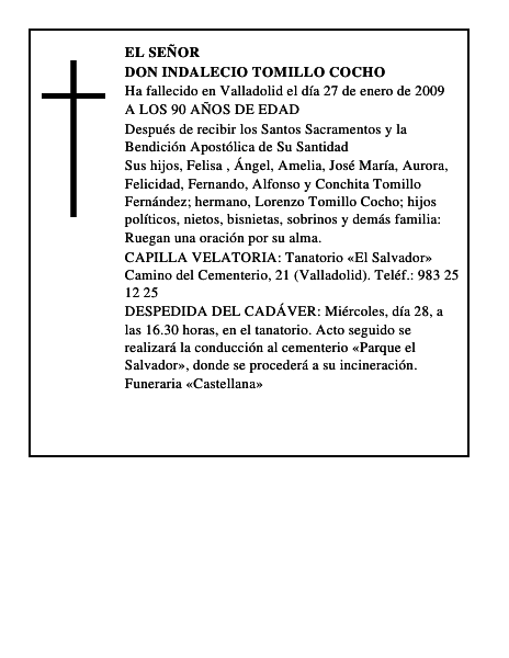 DON INDALECIO TOMILLO COCHO
