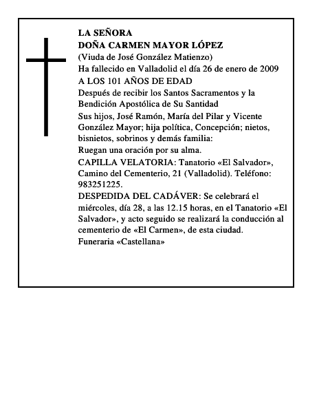 DOÑA CARMEN MAYOR LÓPEZ