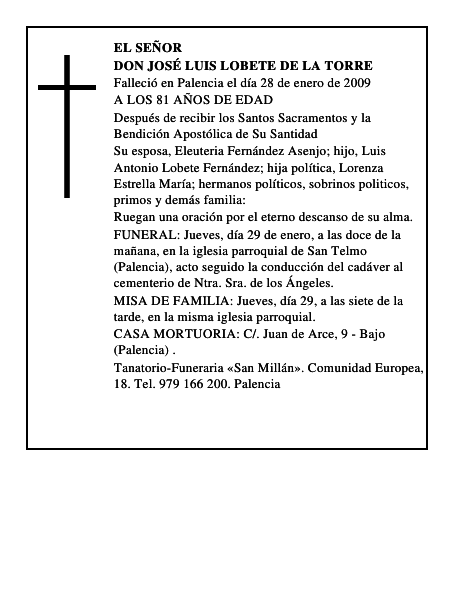 DON JOSÉ LUIS LOBETE DE LA TORRE