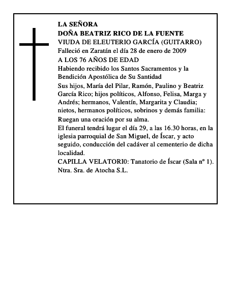 DOÑA BEATRIZ RICO DE LA FUENTE