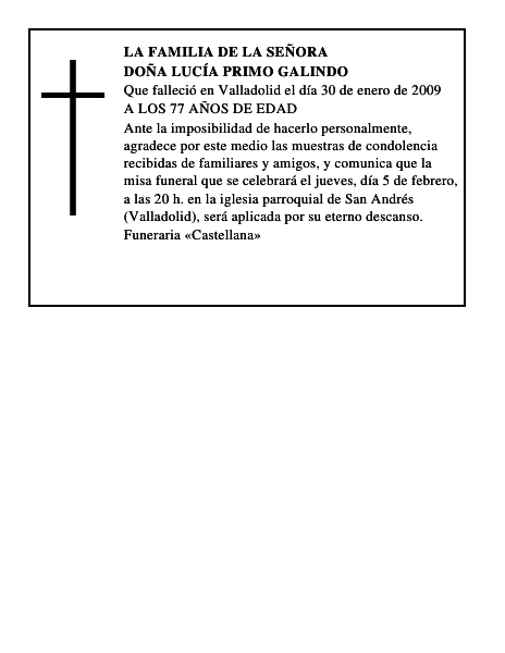 DOÑA LUCÍA PRIMO GALINDO