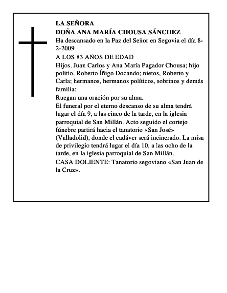 DOÑA ANA MARÍA CHOUSA SÁNCHEZ