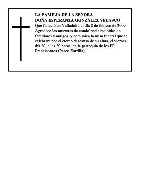 DOÑA ESPERANZA GONZÁLEZ VELASCO
