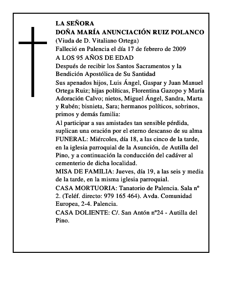 DOÑA MARÍA ANUNCIACIÓN RUIZ POLANCO