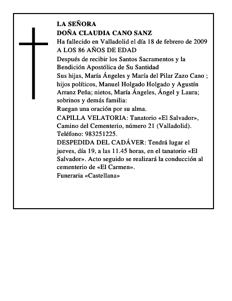 DOÑA CLAUDIA CANO SANZ